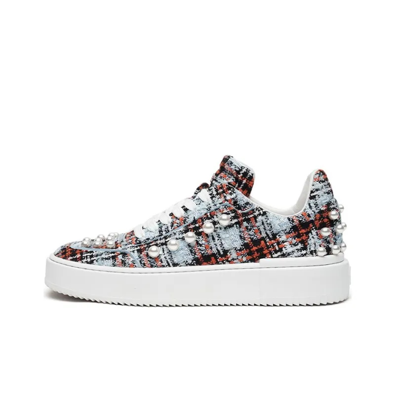 Stuart Weitzman Skateboard Shoes Women's Low-Top Blue Red-0