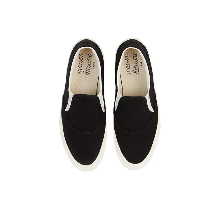 Maison Kitsune Canvas Shoes Unisex Low-Top Black-4