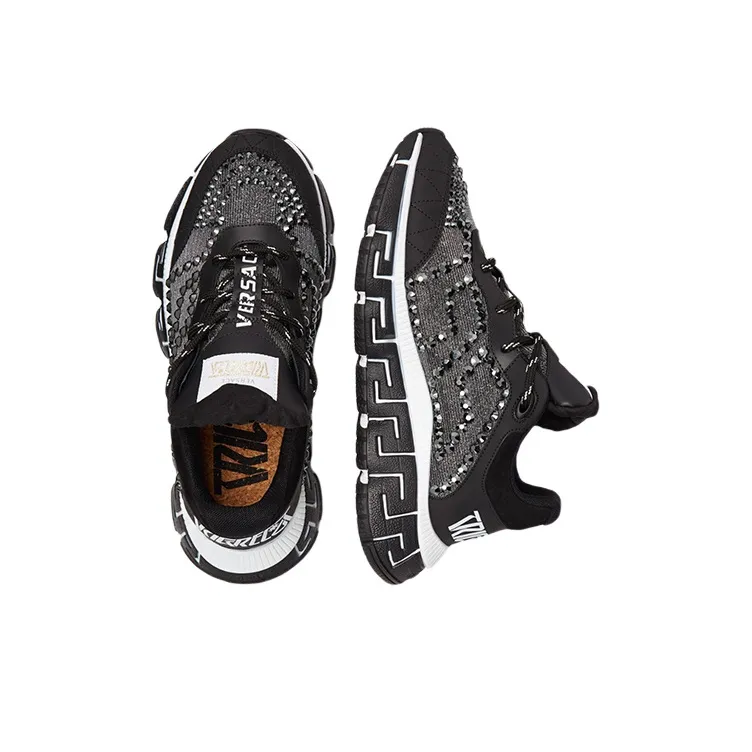 VERSACE Trigreca Crystals Black Grey White Women's-1