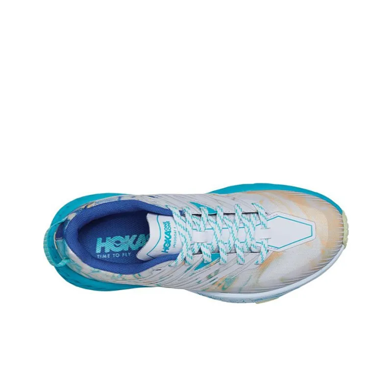HOKA ONE ONE Speedgoat 4 Wide Anti Slip And Wear Resistant Lightweight Low Top Running Shoes Men's White Blue-2