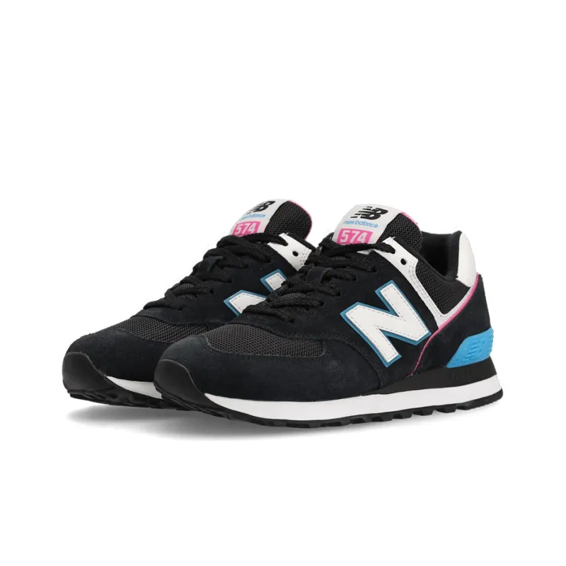 New Balance 574 Black Vibrant Sky Pink Women's-2