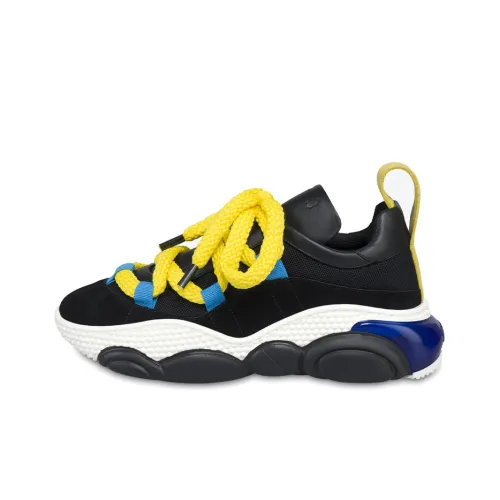 MOSCHINO Teddy Casual Shoes Men Low-Top Black/White Yellow