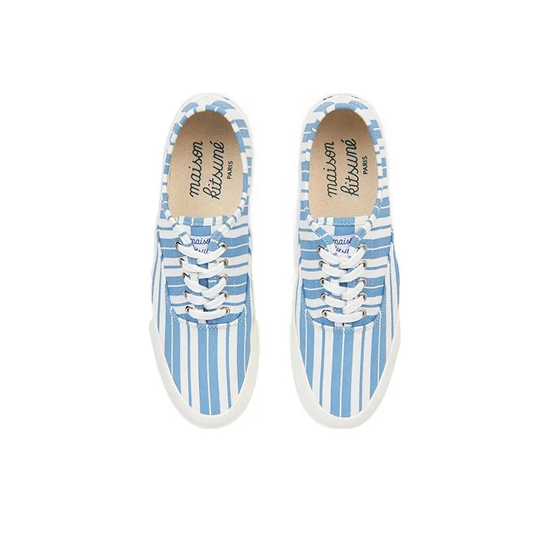 Maison Kitsune Canvas Shoes Unisex Low Top White Blue-2