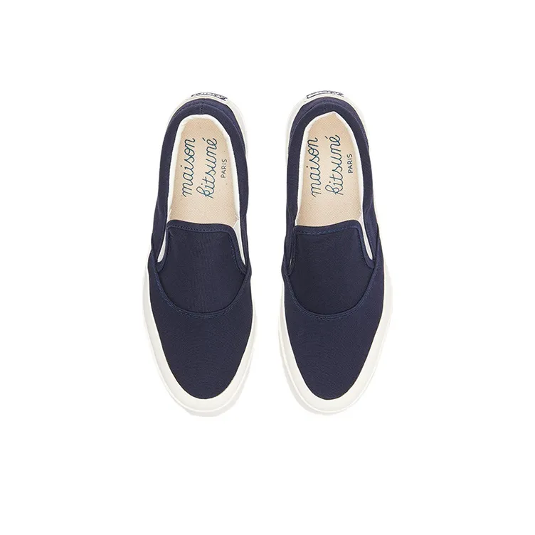 Maison Kitsune Canvas Shoes Unisex Low Top Blue-4
