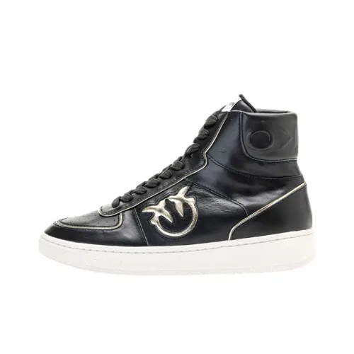 PINKO Skateboard Shoes Women's High-Top Black/Gold