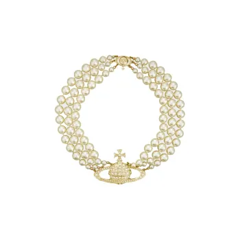 Vivienne Westwood Choker Three Row Pearl Bas Relief