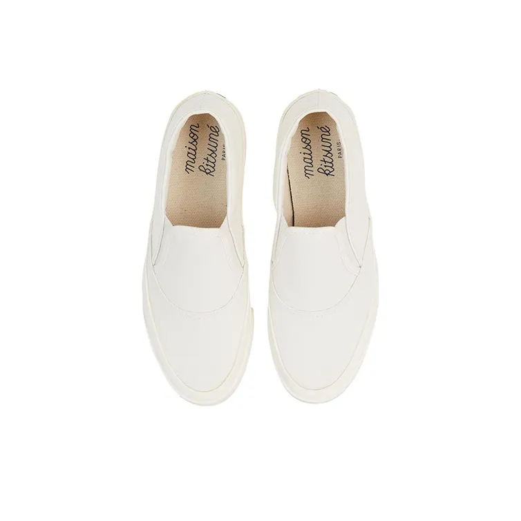 Maison Kitsune Slip On Stylish Skateboarding Shoes Unisex White-2