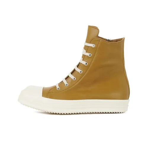 RICK OWENS Skateboard Shoes Men High-Top Brown Yellow