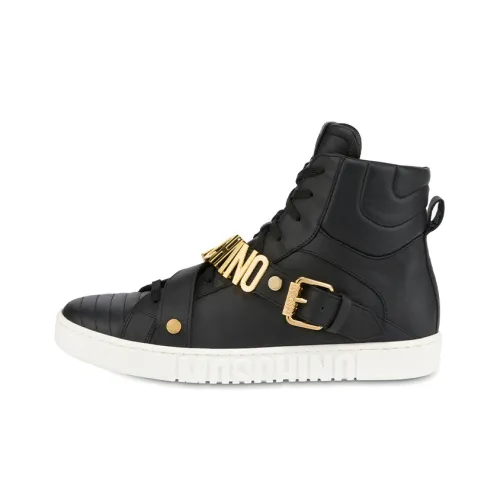 MOSCHINO Skateboard Shoes Men High-Top Black/Gold