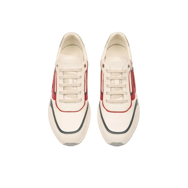 BALLY Demmy Abrasion Resistant Low Top Casual Shoes Men's White Red-2