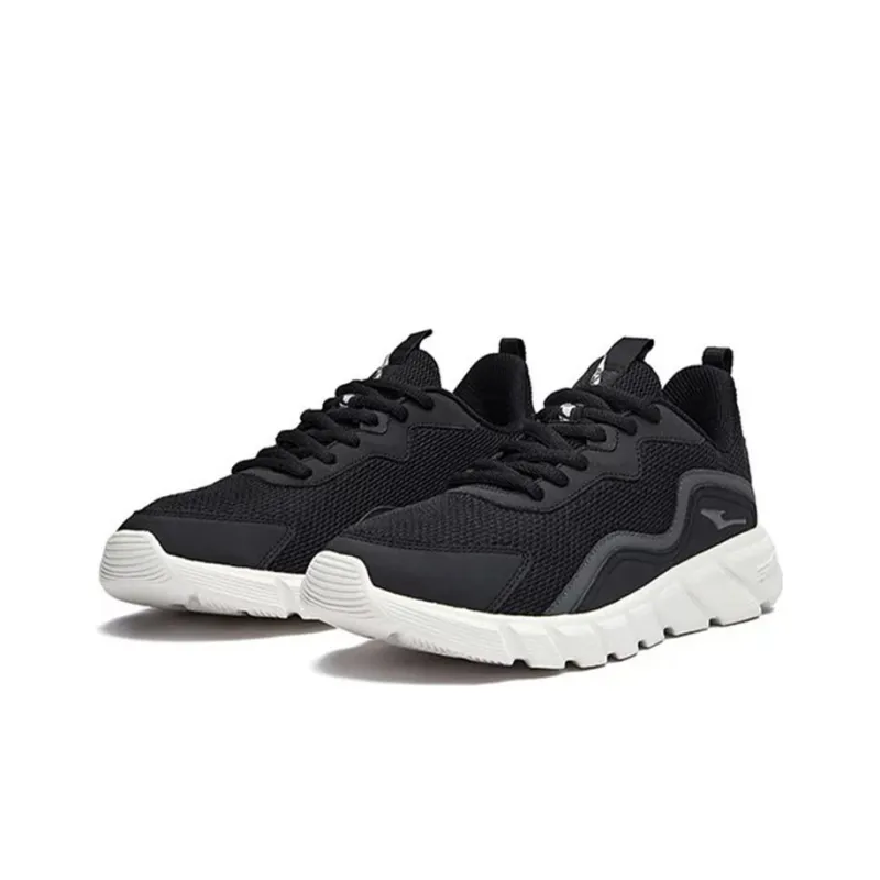 Erke Cushioning Breathable Lightweight Wear Resistant Slip Resistant Low Top Casual Running Shoes Men's Black White-1