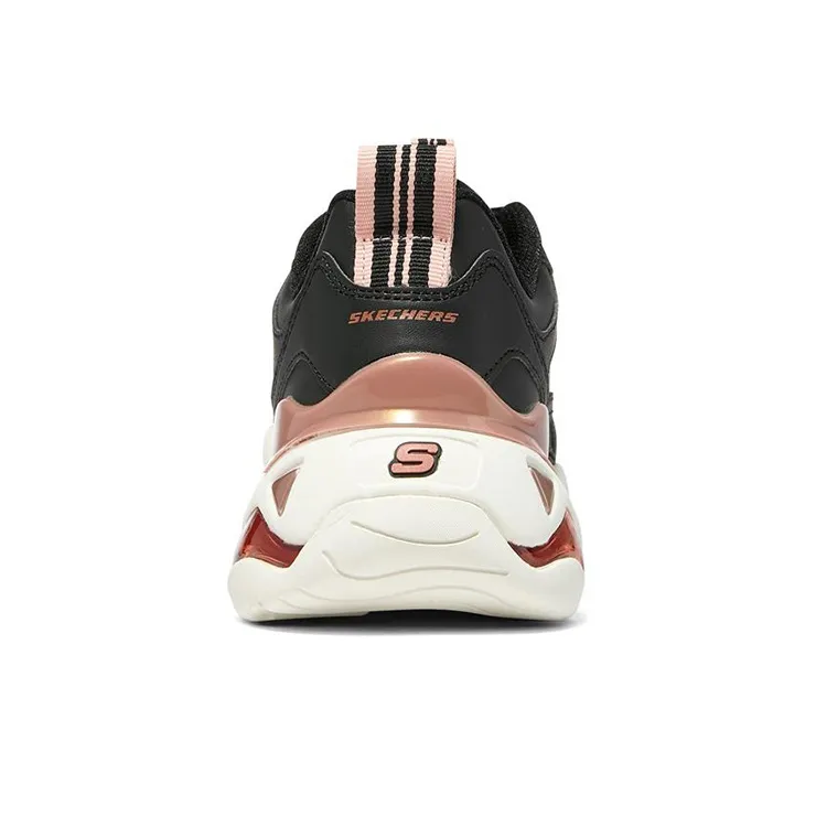 Skechers D'LITES 3.0 AIR Cushioning Anti-Slip And Wear-Resistant Low-Top Casual Shoes Women's Black Rose Gold-3