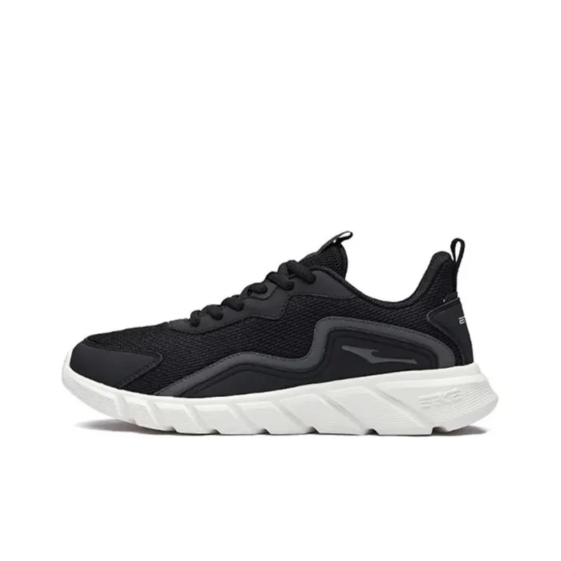 Erke Cushioning Breathable Lightweight Wear Resistant Slip Resistant Low Top Casual Running Shoes Men's Black White-0