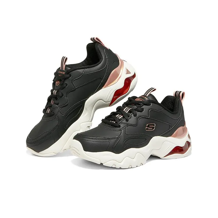 Skechers D'LITES 3.0 AIR Cushioning Anti-Slip And Wear-Resistant Low-Top Casual Shoes Women's Black Rose Gold-2