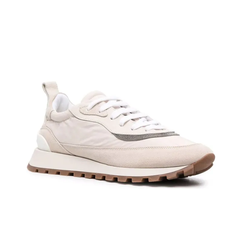 Brunello Cucinelli Cushioning, Slip Resistant, Breathable, Height Increasing Low Top Sports Casual Shoes Women's Ecru-1