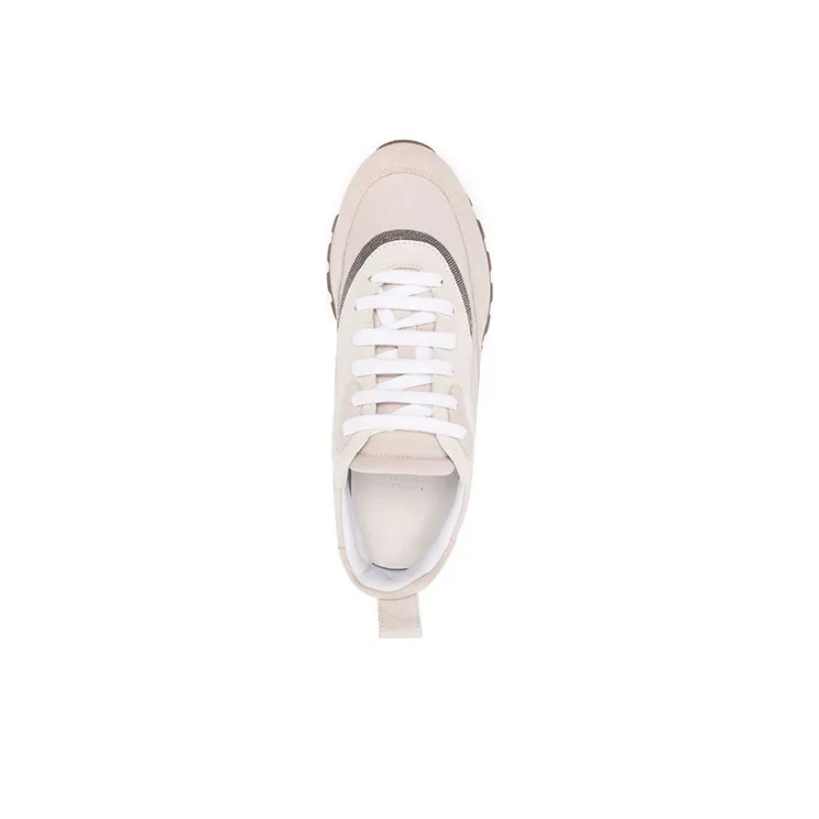 Brunello Cucinelli Cushioning, Slip Resistant, Breathable, Height Increasing Low Top Sports Casual Shoes Women's Ecru-3