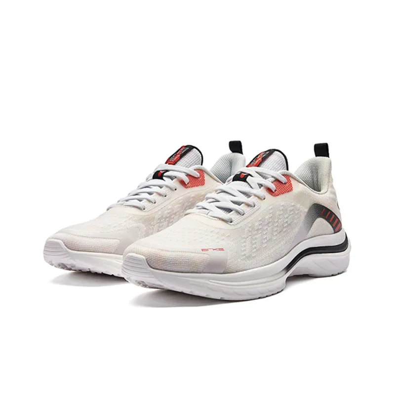 Erke Anti Slip And Wear Resistant Breathable Low Top Running Shoes Men's White Black-1