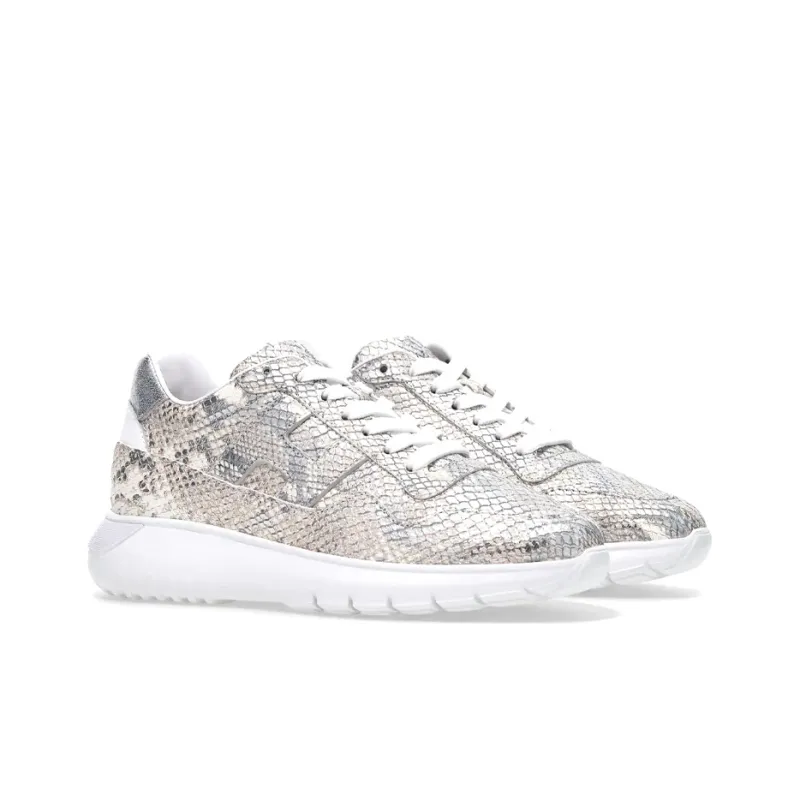 HOGAN Interactive³ Cushioning Anti-Slip And Wear-Resistant Low-Top Casual Shoes Women's Silver White-2