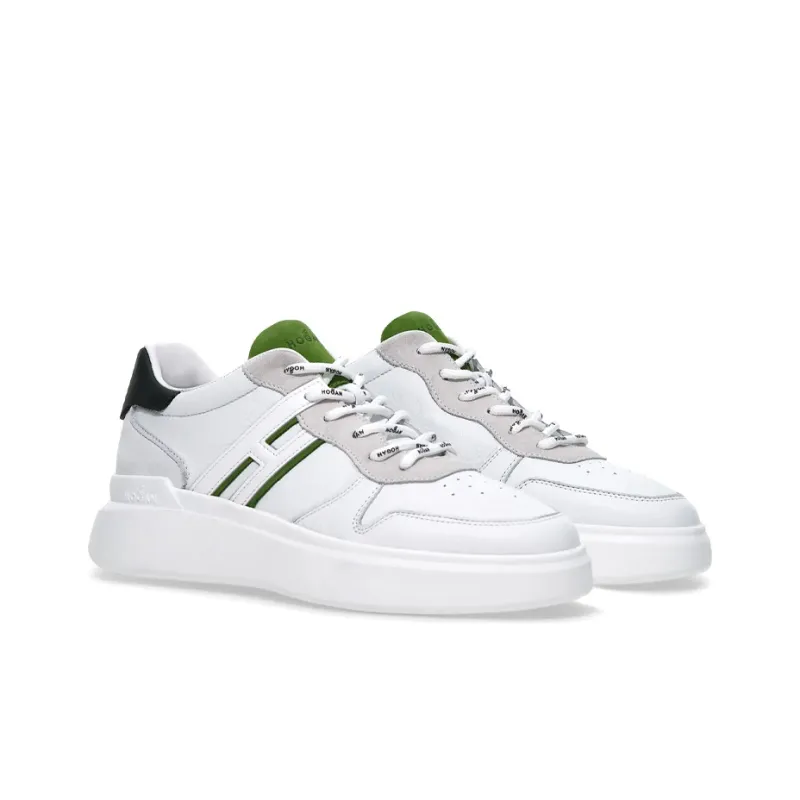 HOGAN H580 Abrasion Resistant Low Top Casual Shoes Men's White Green Black-2