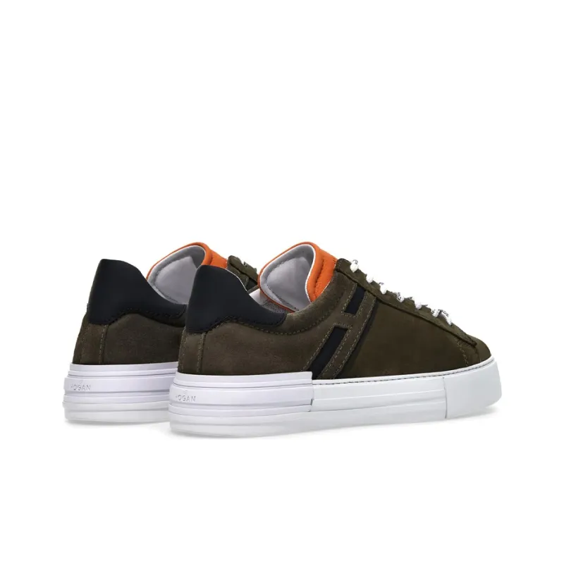 HOGAN Rebel Skateboard Shoes Men Low Top Green Orange-3