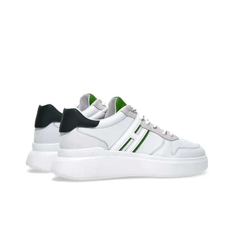HOGAN H580 Abrasion Resistant Low Top Casual Shoes Men's White Green Black-4