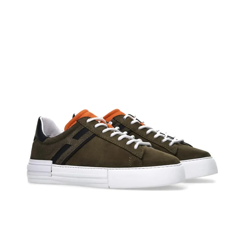 HOGAN Rebel Skateboard Shoes Men Low Top Green Orange-1