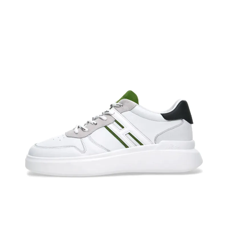 HOGAN H580 Abrasion Resistant Low Top Casual Shoes Men's White Green Black-0