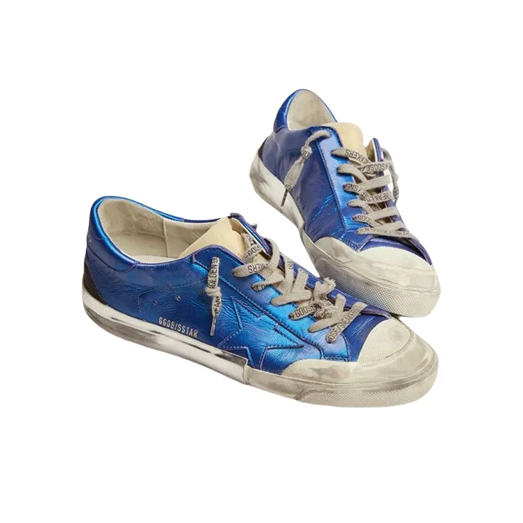 Golden Goose Super-Star Penstar Low-Top Stylish Skateboarding Shoes Men's Blue Old-fashioned-2