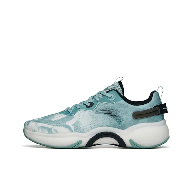 Anta Running Collection Cushioning Anti-Slip Wear-Resistant Breathability Low-Top Running Shoes Men's Green White Black-0
