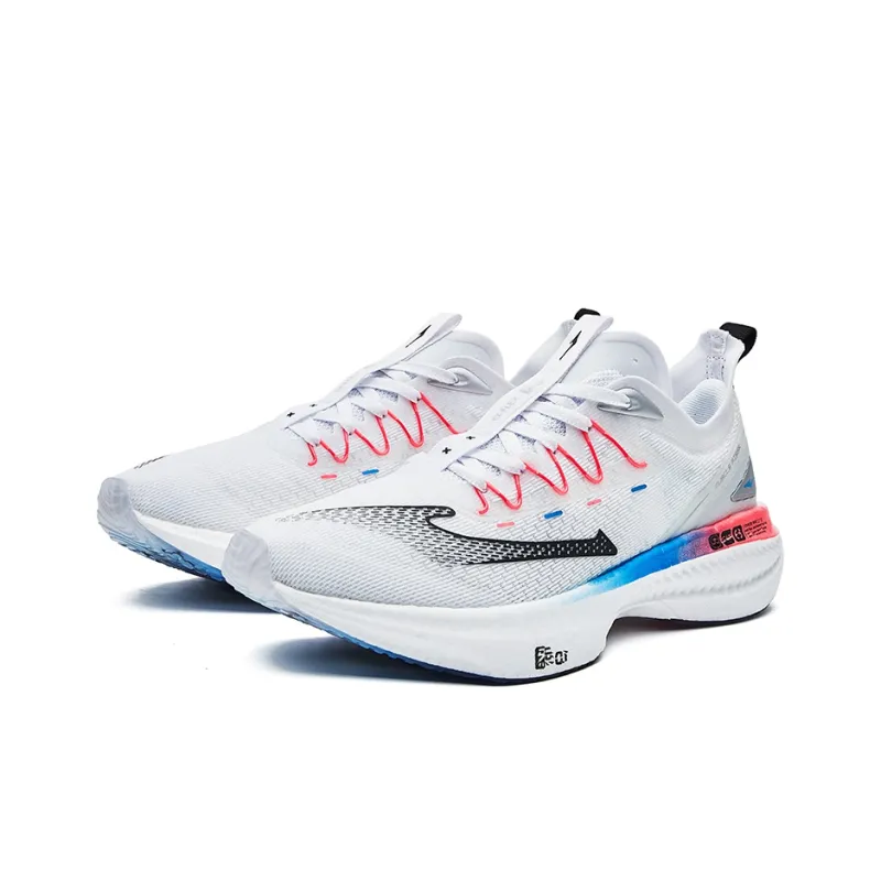 Erke Absolute Dust 1.0 Cushioned Slip Resistant Abrasion Resistant Low Top Marathon Running Shoes Men's White Blue-2