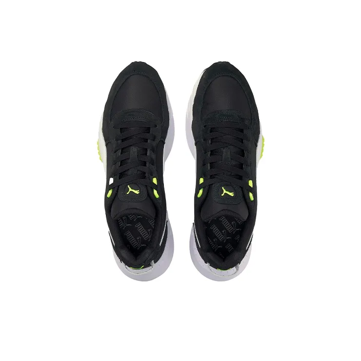 PUMA Wild Rider Series Casual Shoes Men Low-Top Black/White/Neon Yellow-2