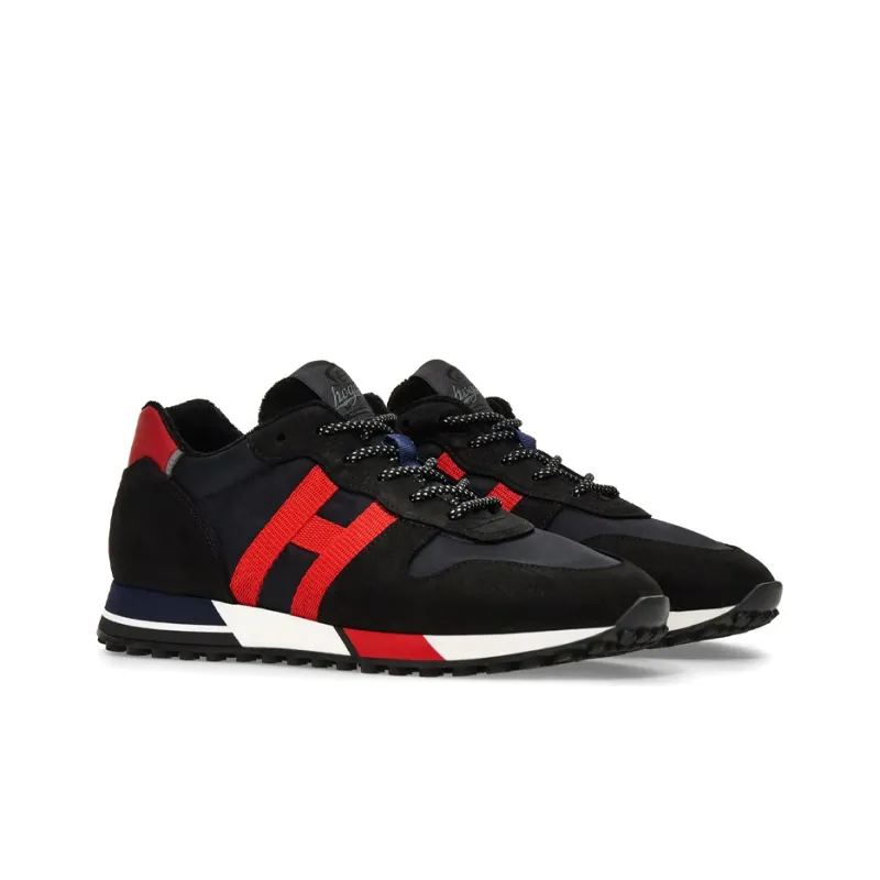 HOGAN H383 Wear-Resistant Low-Top Casual Shoes Men's Black Red-1