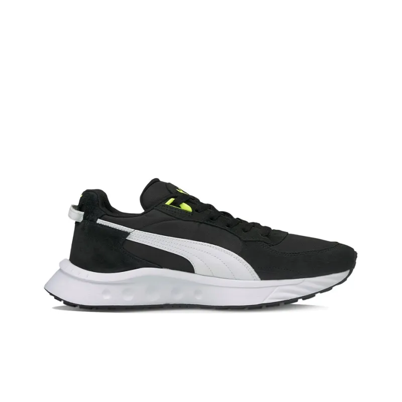 PUMA Wild Rider Series Casual Shoes Men Low-Top Black/White/Neon Yellow-1
