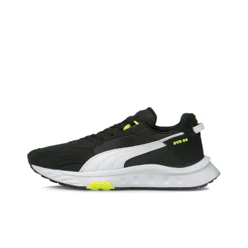 PUMA Wild Rider Series Casual Shoes Men Low-Top Black/White/Neon Yellow