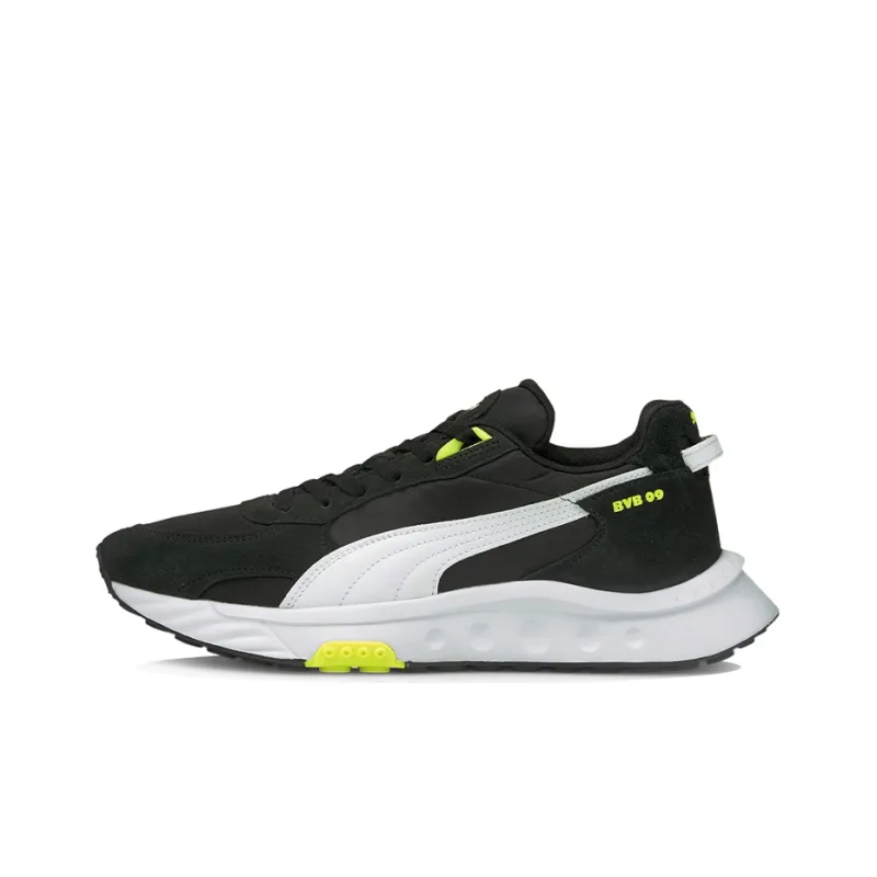PUMA Wild Rider Series Casual Shoes Men Low-Top Black/White/Neon Yellow-0