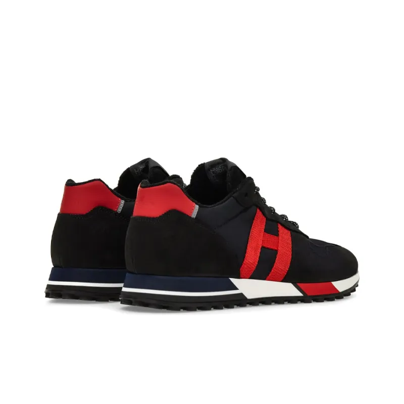 HOGAN H383 Wear-Resistant Low-Top Casual Shoes Men's Black Red-3