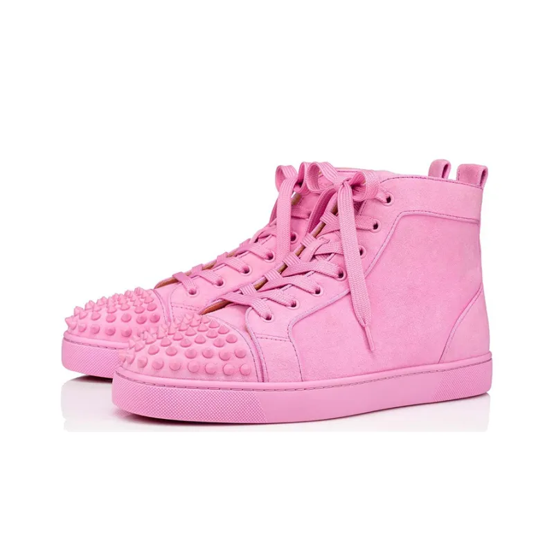 CL LUBOTING Louboutin Lou Spikes Orlato Stylish Skateboarding Shoes Men's Pink-2