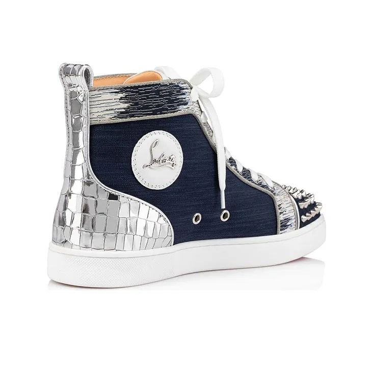 CL LUBOTING Lou Spikes Orlato High Top Stylish Skateboarding Shoes Men's Blue-2