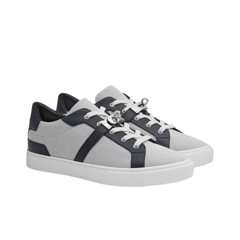 HERMES Day Low Top Stylish Skateboarding Shoes Men's Gray Blue-1