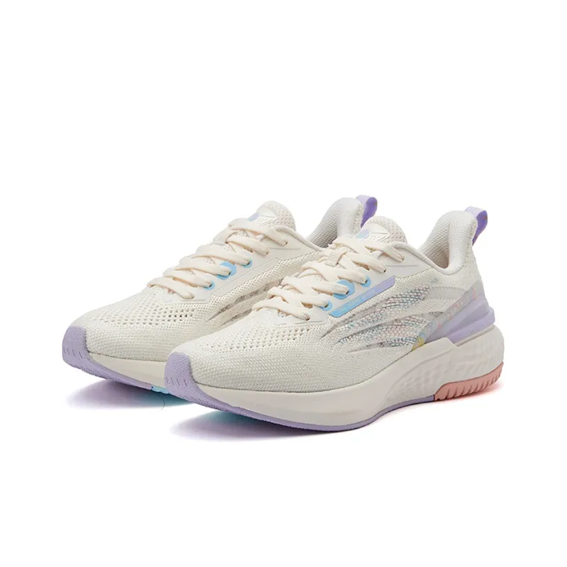 361° Breathable Cushioning Low Top Running Shoes Women's White Purple-2