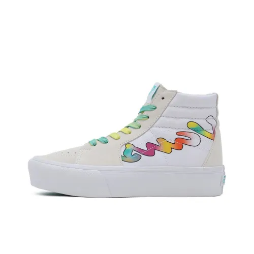 Vans SK8 Platform 2 Anti-Slip Wear-Resistant High-Top Skateboard Shoes Unisex Gray White