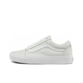 Vans Old Skool Low Top Casual Skate Shoes White Flower Printing Unisex