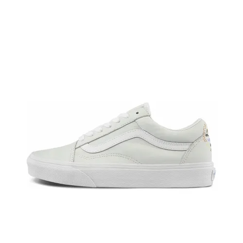 Vans Old Skool Low Top Casual Skate Shoes White Flower Printing Unisex
