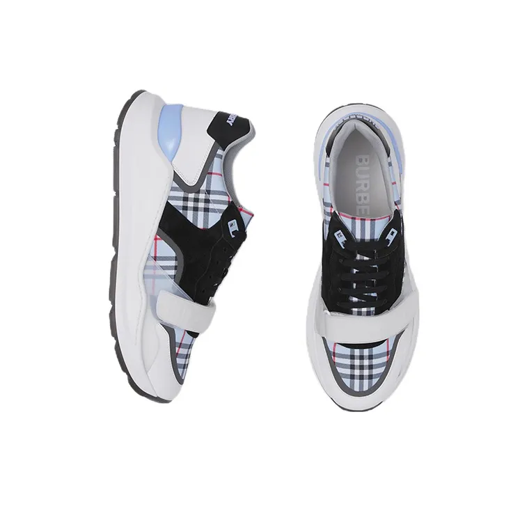 Burberry Ramsey Haymarket Check Print Light Blue White Black-3