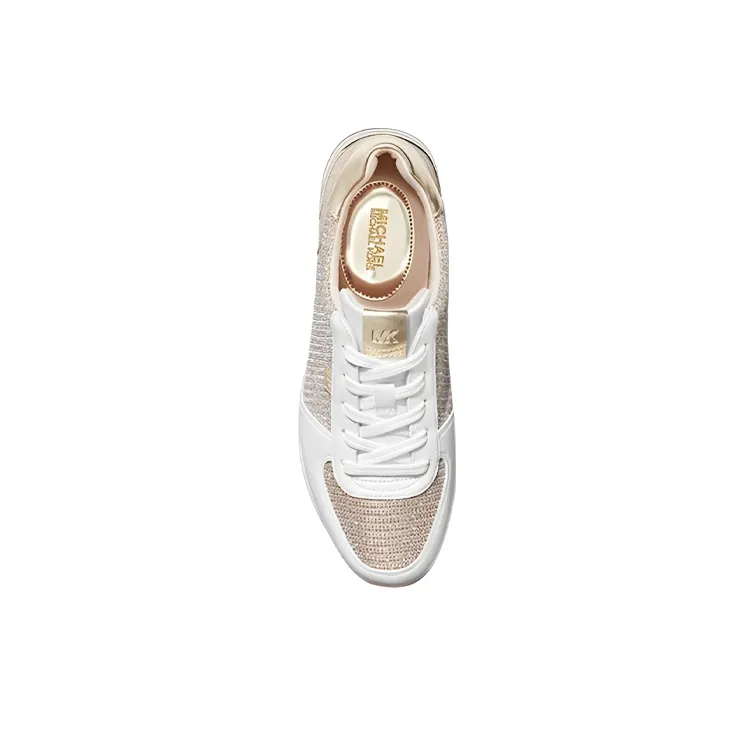 MICHAEL KORS Monique Cushioned Wear-Resistant Coverage Low-Top Casual Shoes Women's White Gold-3