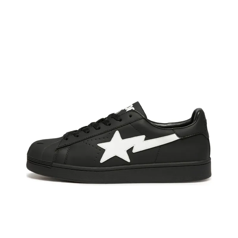 A BATHING APE SKULL STA Stylish Skateboarding Shoes Men's Black White-0