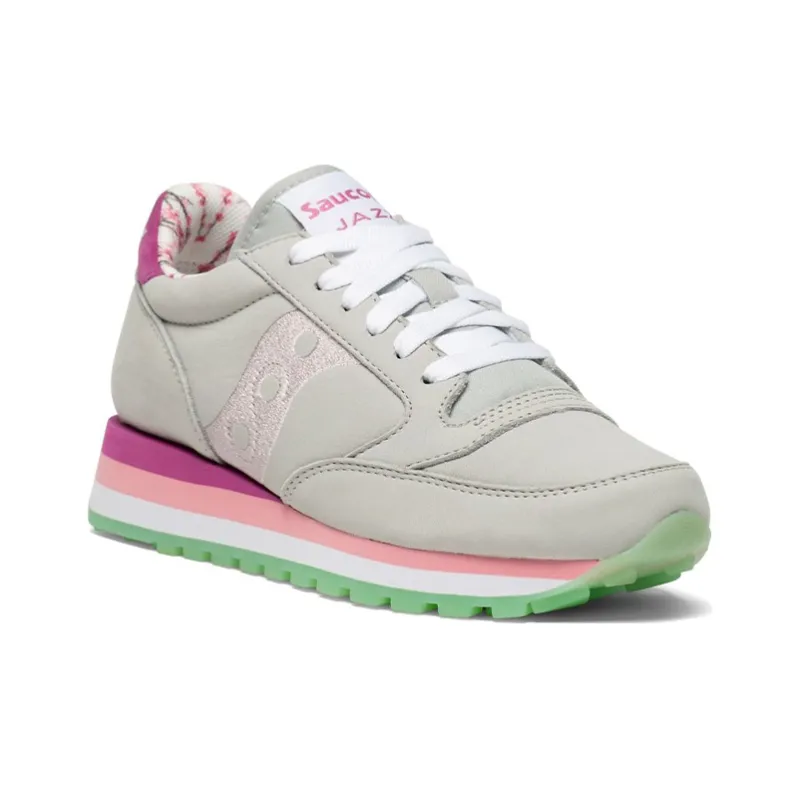 Saucony Jazz Triple Running Shoes Women's Low-Top Gray/Purple/Pink/White/Green-1