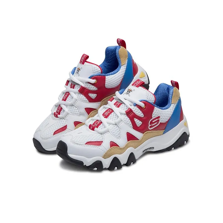 One Piece x Skechers D'LITES 3.0 Cushioning Anti-Slip And Wear-Resistant Low-Top Casual Shoes Unisex Red White-2