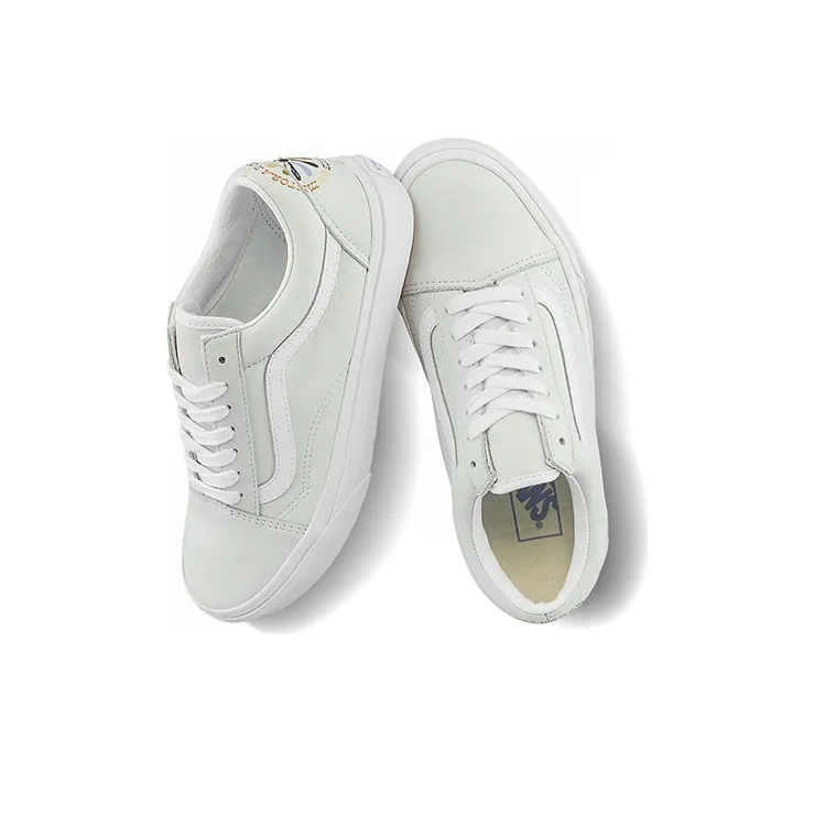 Vans Old Skool Low Top Casual Skate Shoes White Flower Printing Unisex-3