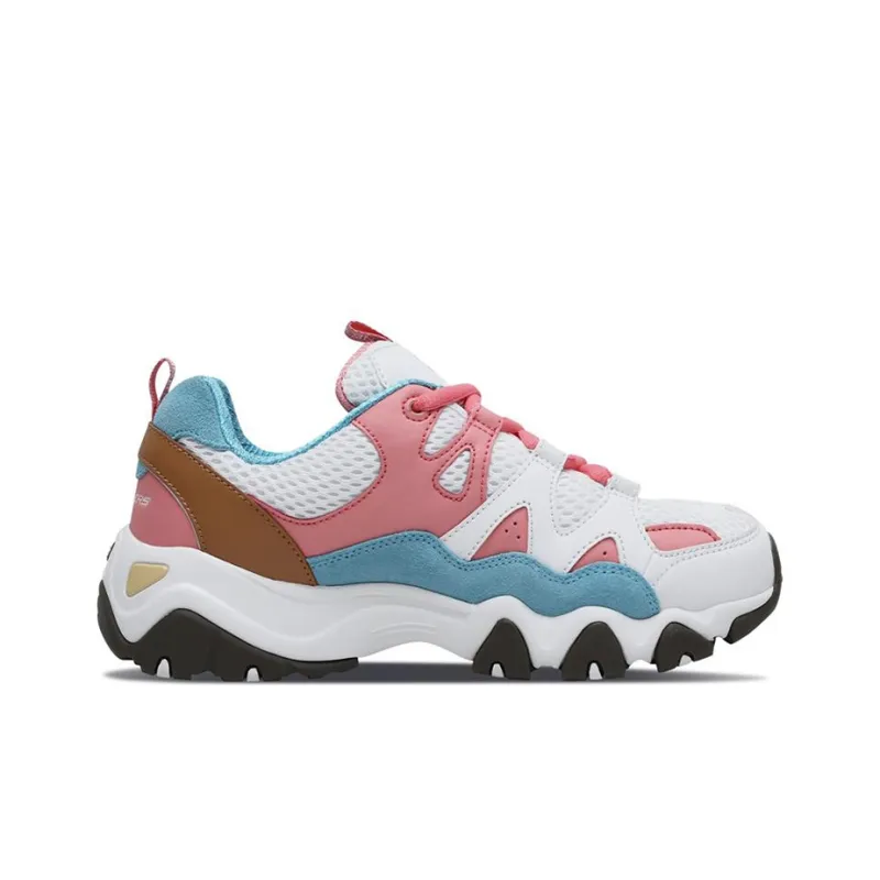 One Piece X Skechers D'LITES Series Casual Shoes Unisex Low-Top White/Pink/Blue-1